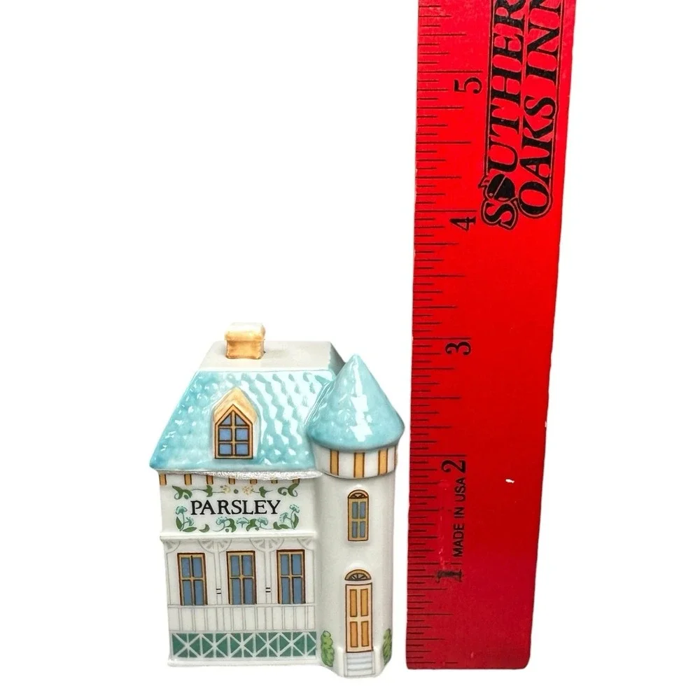 Vintage The Lenox Spice Village Parsley House Jar Fine Porcelain With Foam 1989